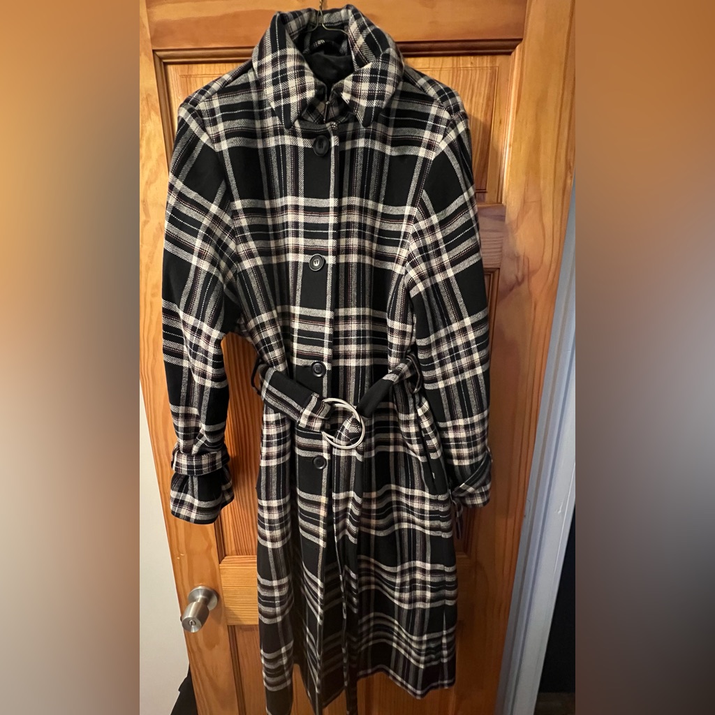 & Other Stories Plaid Trench Coat - Size 2